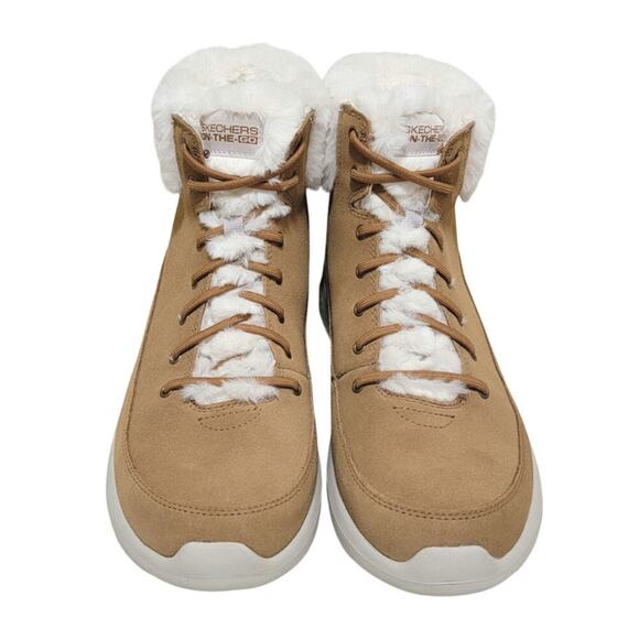 Skechers Women On the Go Winter Chill Ankle Boots Chestnut Suede - Picture 3 of 8